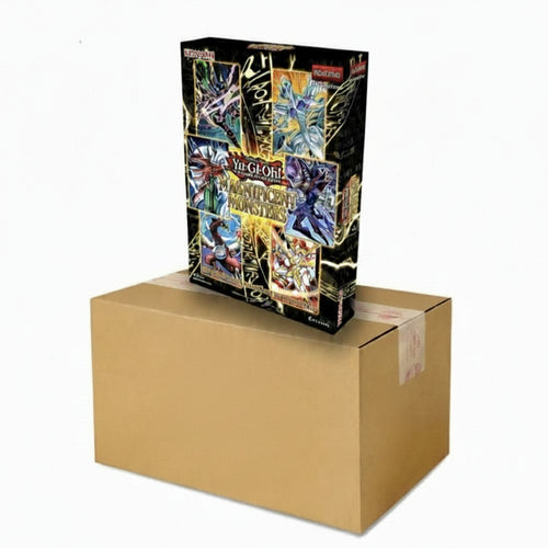 A 12-pack box of Yu-Gi-Oh! TCG booster packs displayed on top of a brown cardboard shipping box with a green 'The Gamers Lodge' logo, set against a plain white background.